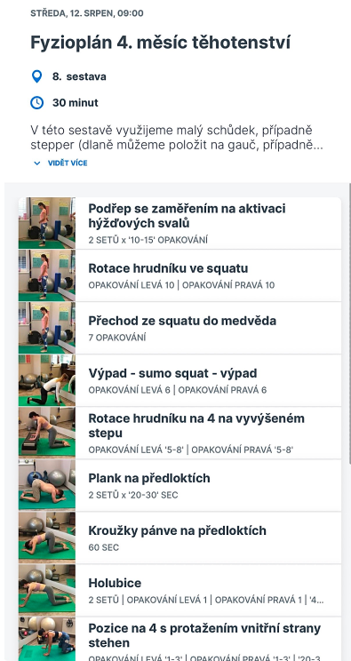 Ukázka online těhotenského programu Kinisi – Fyzioplán 4. měsíc těhotenství